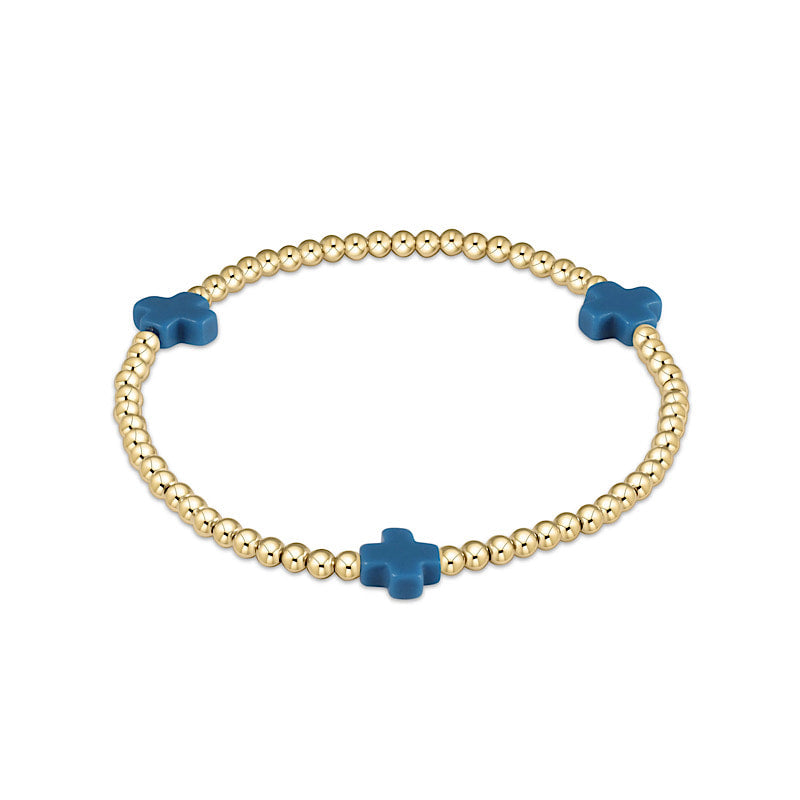Signature Cross 3mm Gold Bracelet - Turquoise main image 1