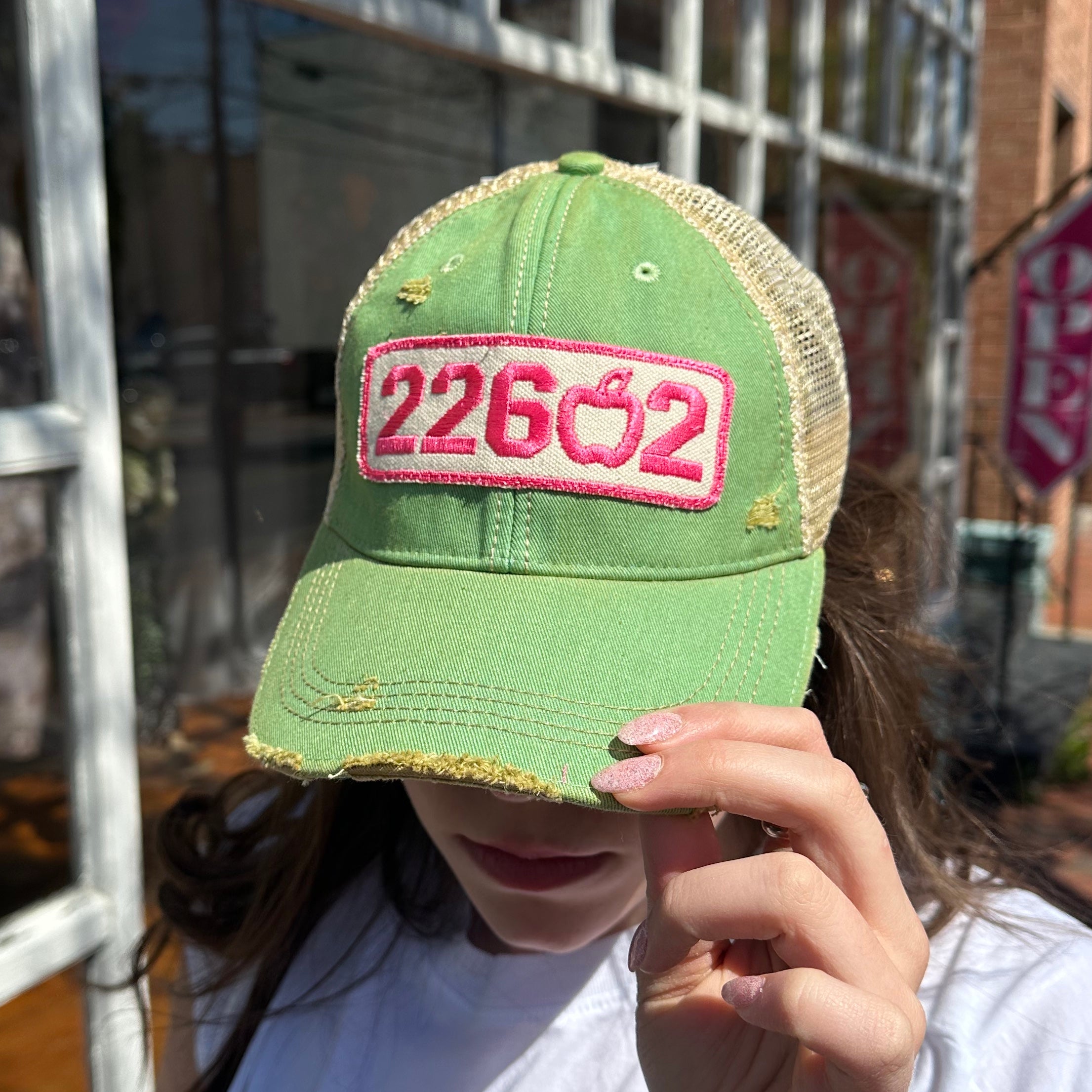 Zip Code Hat Mint w/Pink 22602 – Scarpa Alta