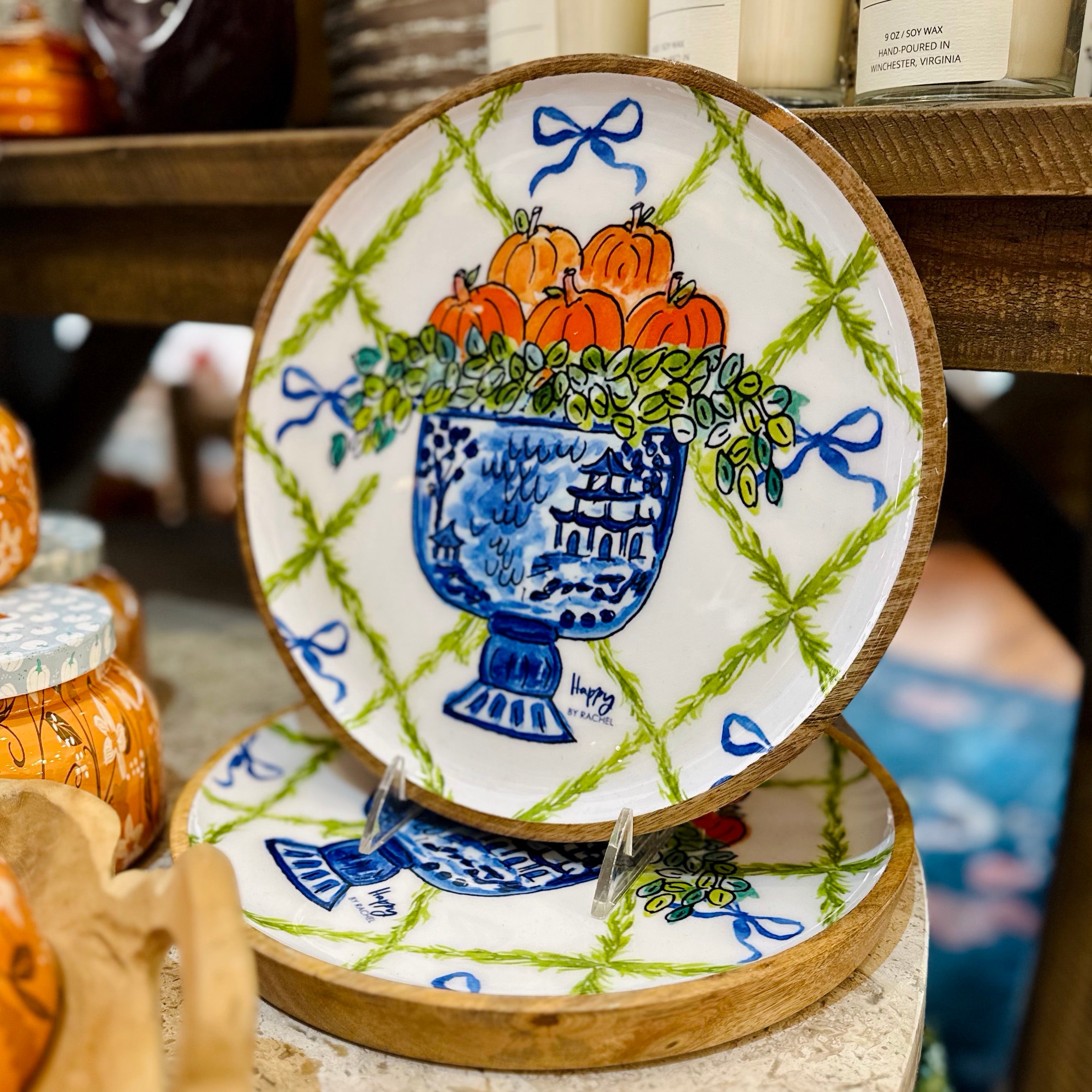 Fall Topiary Wood/Enamel Tray