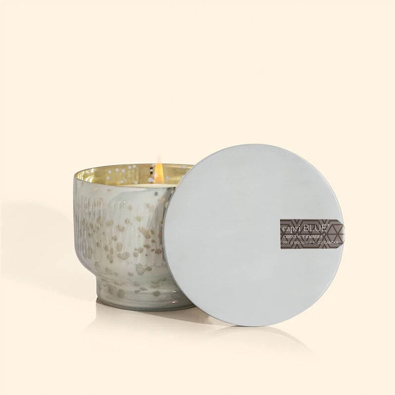 Capri 10oz Mercury Etched Inverted Candle - Chestnut Embers