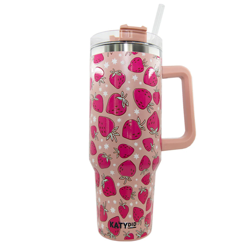 Strawberries Printed 40 oz Tumbler with Handle - Thumbnail 2
